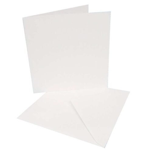CraftEmotions 5 x Doppelkarten und Kuverts Quadratisch Weiß
