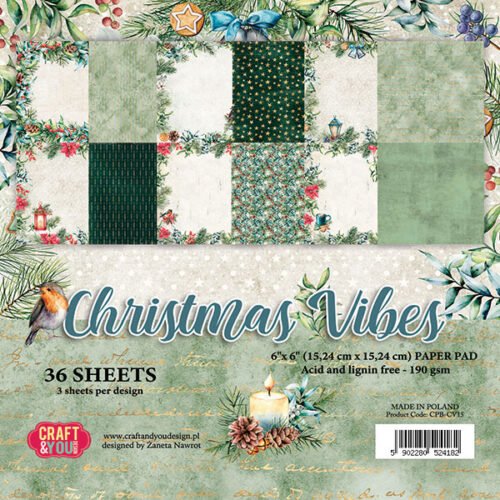 Craft & You Design – Christmas Vibes – 12 x 12 Inch Paper Pad