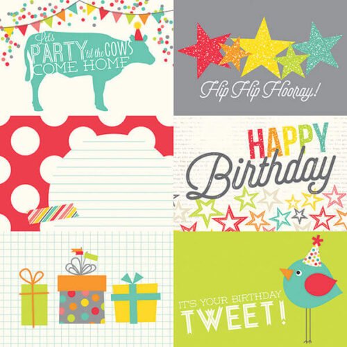 Simple Stories – Lets Party – 4×6 Horizontal Journaling Card Elements Paper 12×12 Inch