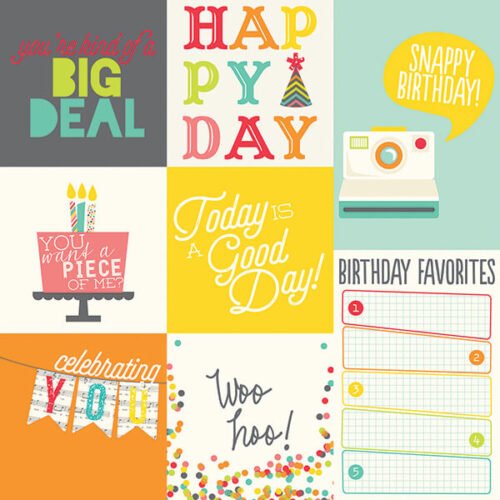 Simple Stories – Lets Party – 4×4 4×6 Vertical Journaling Card Elements Paper 12×12 Inch