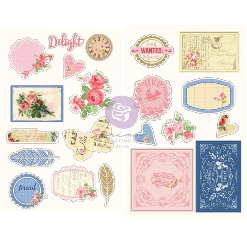 Aufkleber: Prima Marketing - Frayed Denim - Chipboard Stickers