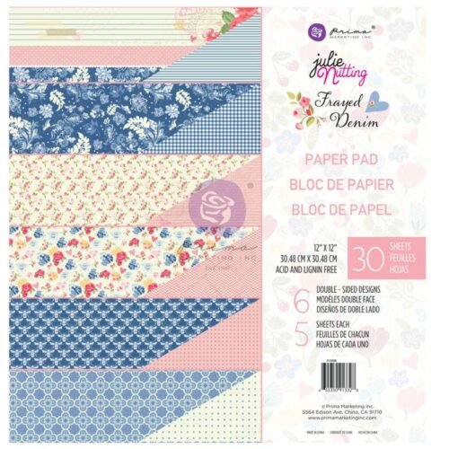 Papierblock: Prima Marketing – Frayed Denim – 12 x 12