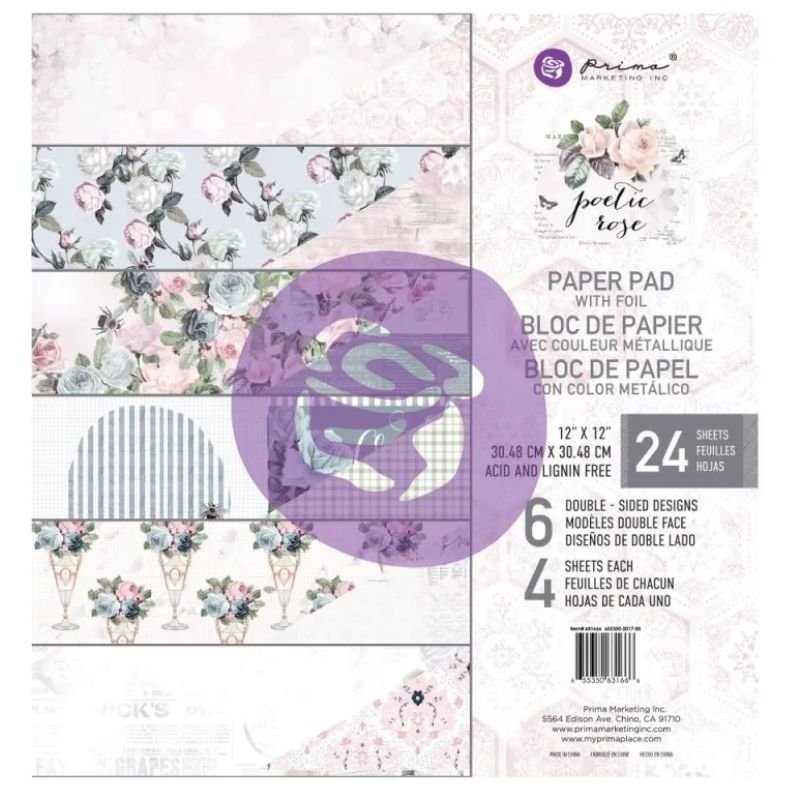 Papierblock: Prima Marketing - Poetic Rose - Paper Pad 12 x 12