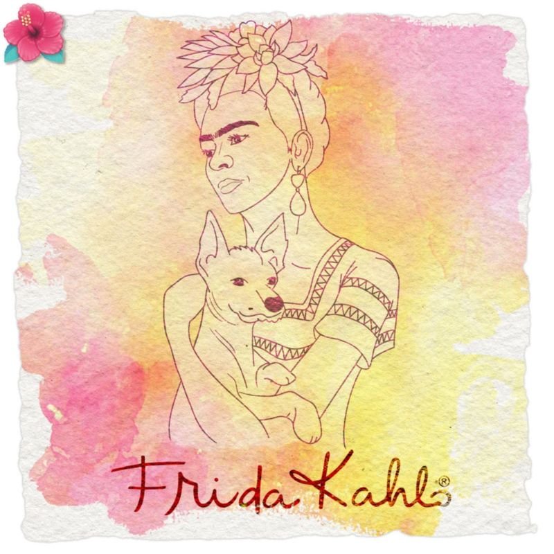 Acrylstempel: Love in the Moon - Frida Kahlo - Frau mit Hund – Bild 3