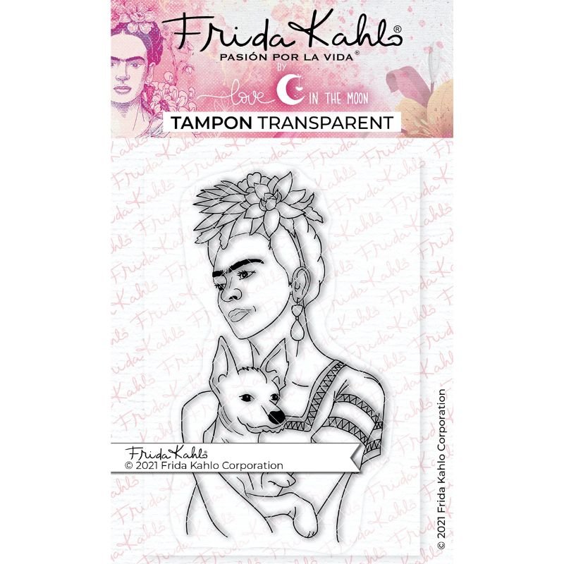 Acrylstempel: Love in the Moon - Frida Kahlo - Frau mit Hund – Bild 6