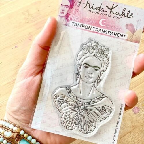 Acrylstempel: Love in the Moon – Frida Kahlo – Frau mit Schmetterling