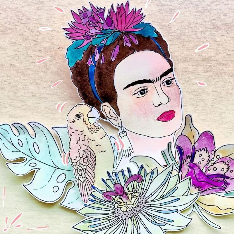 Acrylstempel: Love in the Moon - Frida Kahlo - Die schöne Frida – Bild 2