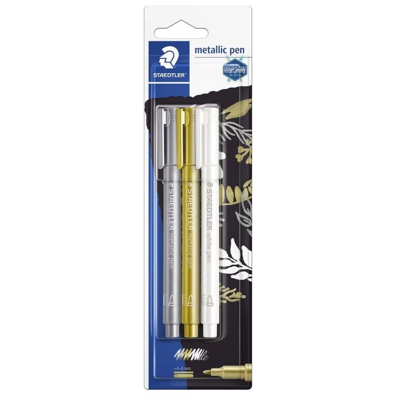 Filzstift: Staedtler®8323 - Metall Marker Blister - Gold-Silber-Weiss