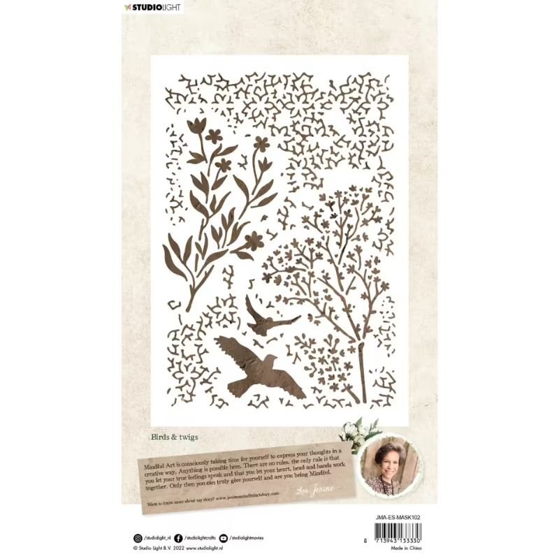 Schablone: Studio Light - Essentials Nr. 102 - Birds & Twigs – Bild 2