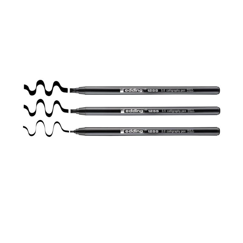 Kalligraphiestifte: Edding - 1255 Set Schwarz 3 Stück – Bild 2