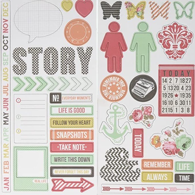 Teresa Collins – Daily Stories – Chipboard Elements 39 pcs