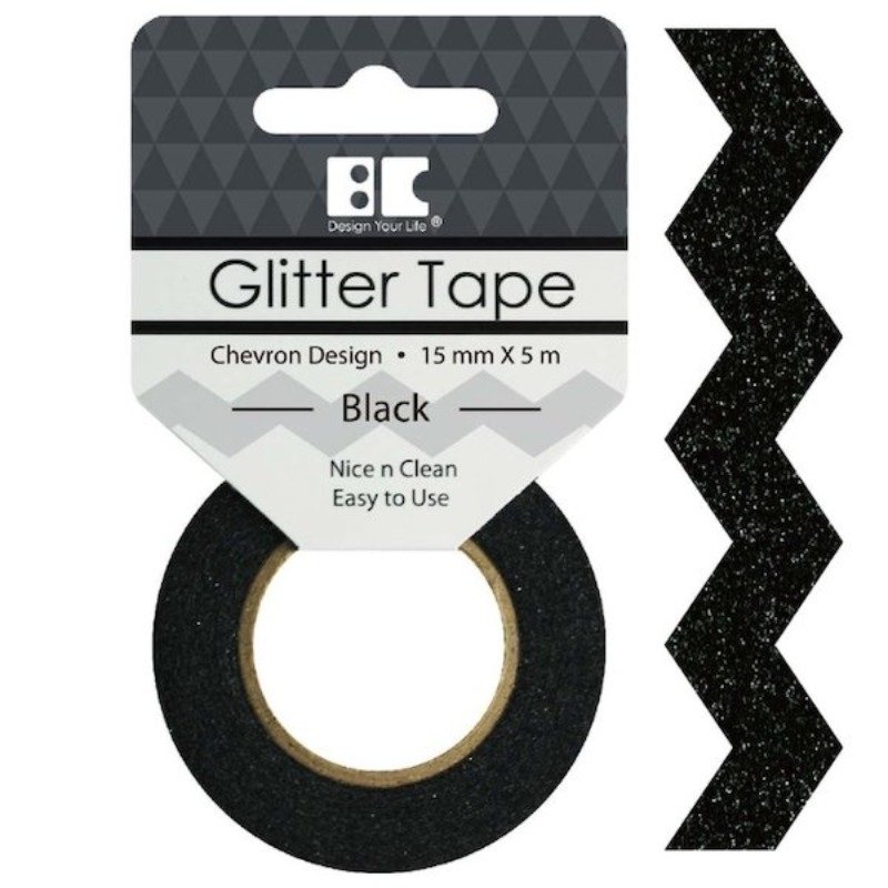 Klebeband: Best Creation - Glitter Tape - Chevron Design - Black