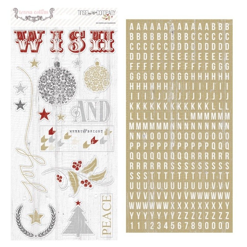 Teresa Collins – Tinsel and Company – Chipboard Elements 335 pcs