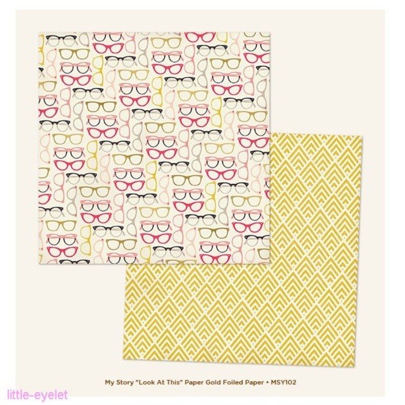 Designpapier: My Mind’s Eye – My Story – Look At This – 12×12 Inch Gold Foiled Paper