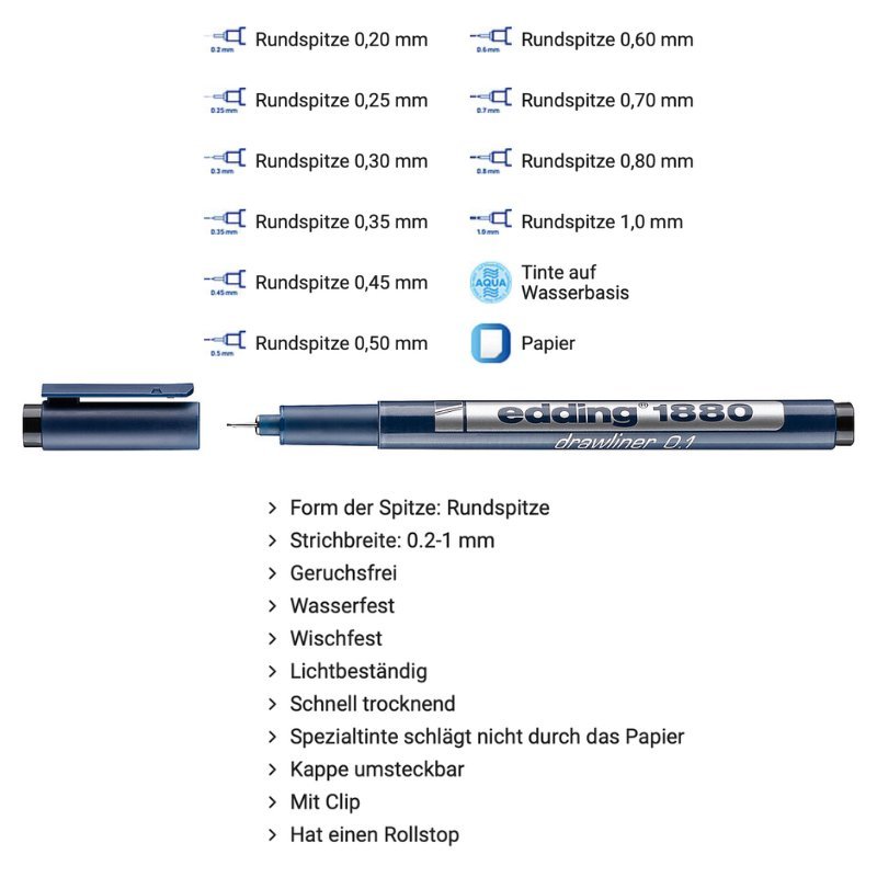Fineliner-Set: Edding 1880 Schwarz – Bild 3
