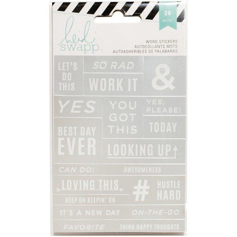 Heidi Swapp – World Jumble – Word Stickers – White & Silver – 20 pcs