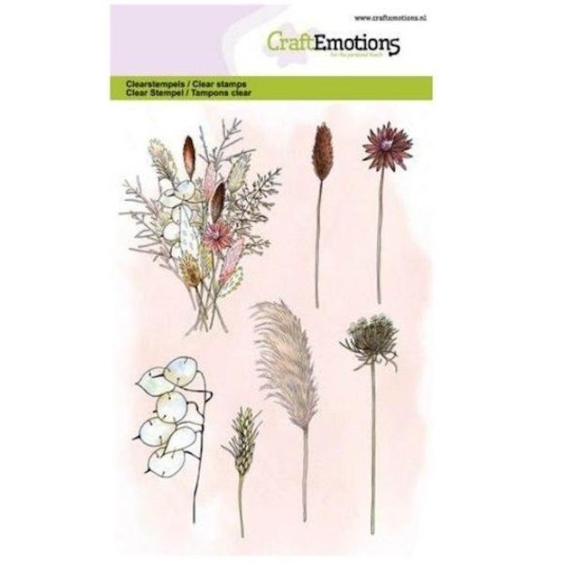 Acrylstempel: CraftEmotions – Trockenblumenstrauß und Zweige