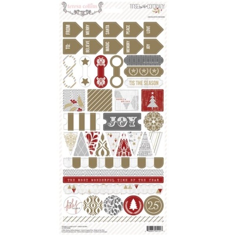 Teresa Collins – Tinsel and Company – Decorative Stickers 43 pcs