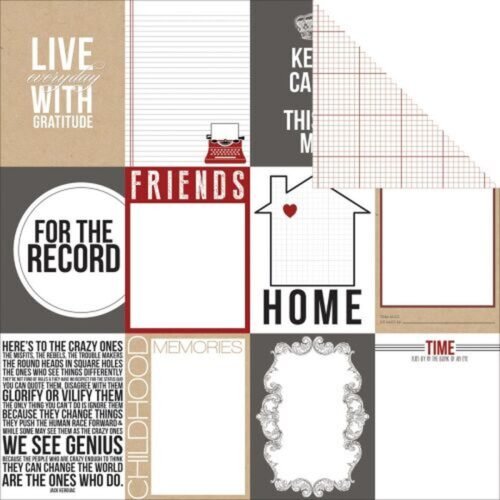 Designpapier: Teresa Collins – Hello My Name Is – Record Paper 12×12 Inch