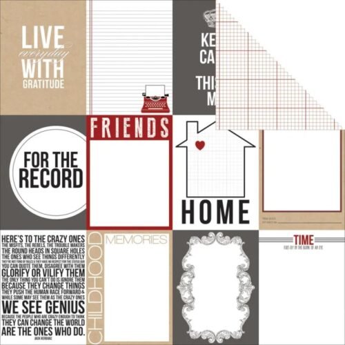 Designpapier: Teresa Collins – Hello My Name Is – Record Paper 12×12 Inch