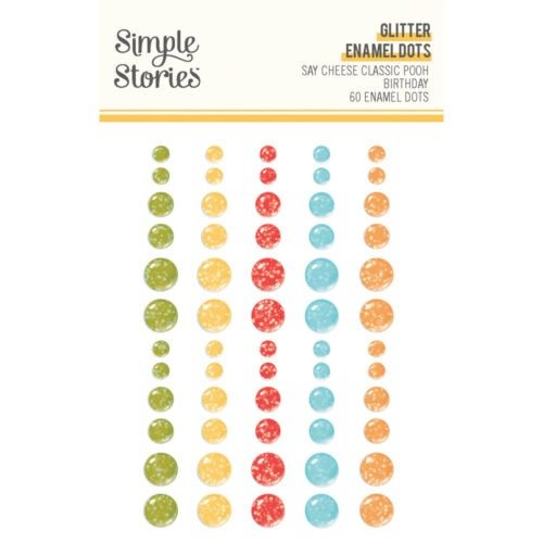 Enamel Dots: Simple Stories – Say Cheese – Classic Pooh Birthday Glitter Enamel Dots