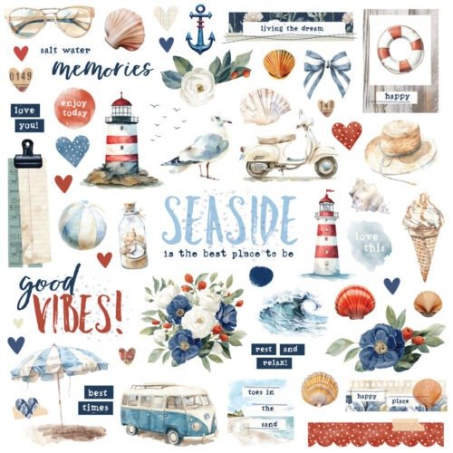 Chipboard: Simple Stories – Simple Vintage Sand & Sea – Chipboard Pieces