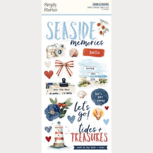 Aufkleber: Simple Stories – Simple Vintage Sand & Sea – Foam Stickers