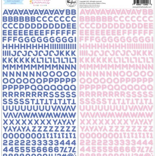 Buchstabenaufkleber: Pinkfresh Studio – Crafted Moments – Mini Puffy Alpha Sticker