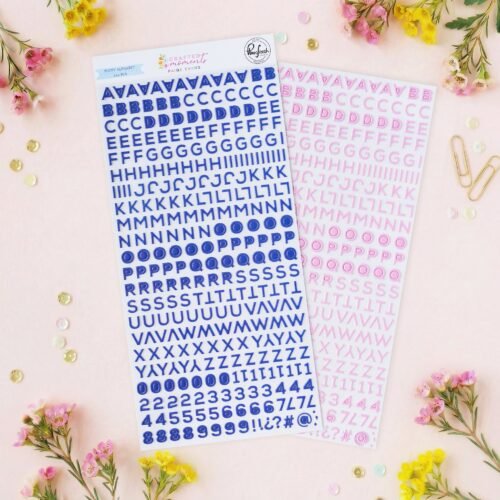 Buchstabenaufkleber: Pinkfresh Studio – Crafted Moments – Mini Puffy Alpha Sticker