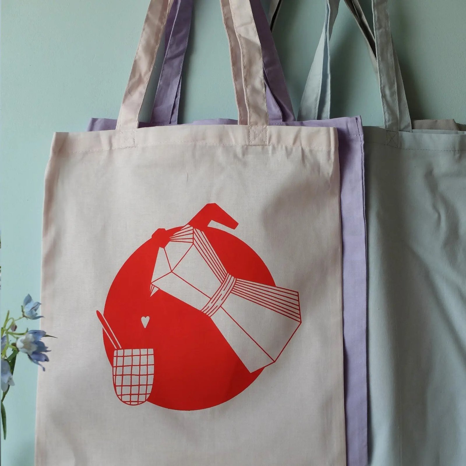 Wonder Of Today Baumwolltasche Kaffee himmelblau – Ausschnitt Kaffeeillustration