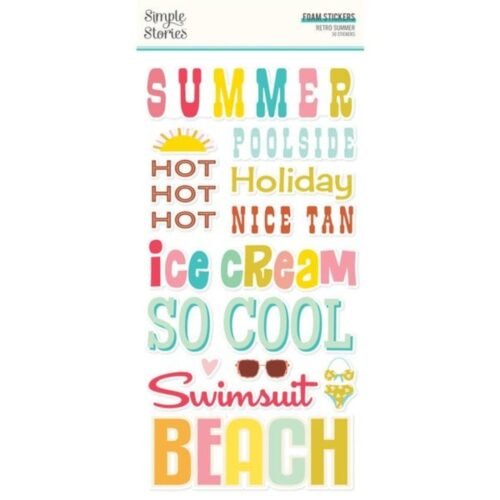 Aufkleber: Simple Stories – Retro Summer – Foam Sticker