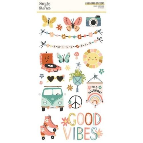 Chipboard: Simple Stories – Boho Sunshine – 6×12 Inch Chipboard Stickers