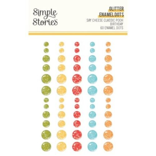 Enamel Dots: Simple Stories – Say Cheese – Classic Pooh Birthday Glitter Enamel Dots