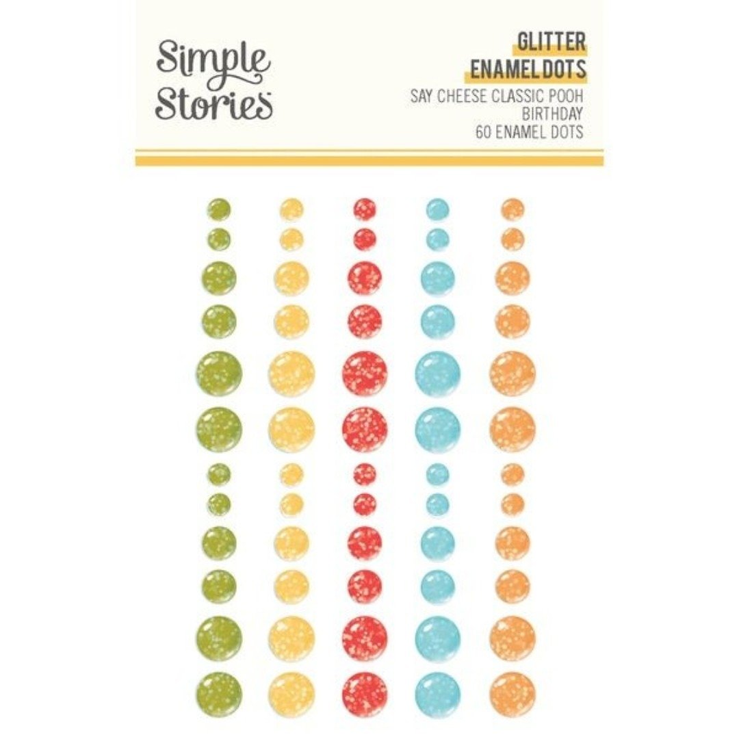Enamel Dots: Simple Stories - Say Cheese - Classic Pooh Birthday Glitter Enamel Dots