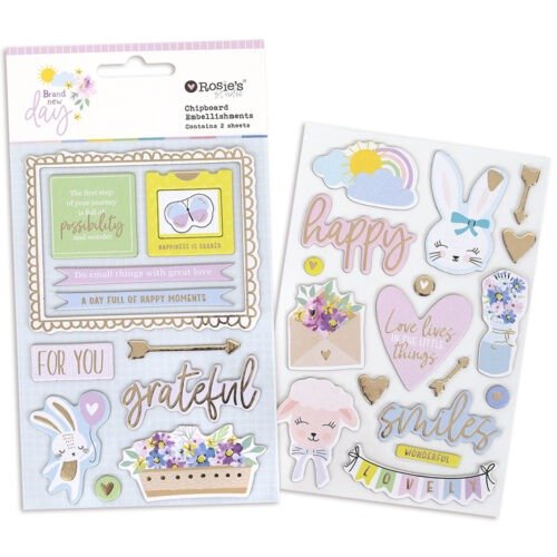 Rosie’s Studio – Brand New Day – Chipboard-Embellishments (2 Bögen)