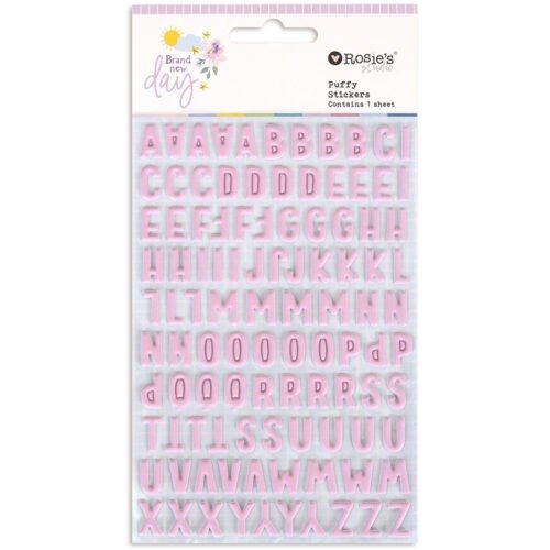 Rosie’s Studio Brand New Day Puffy Mini Alphabet-Sticker – Dimensionale Pastell-Buchstaben
