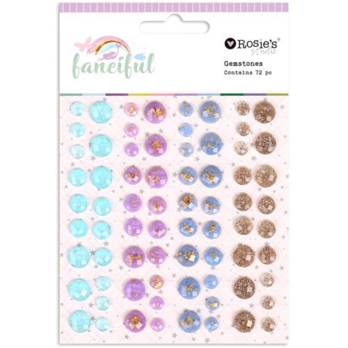 Rosie’s Studio Fanciful Gemstones – 72 Strass-Steine in Flieder-Gold