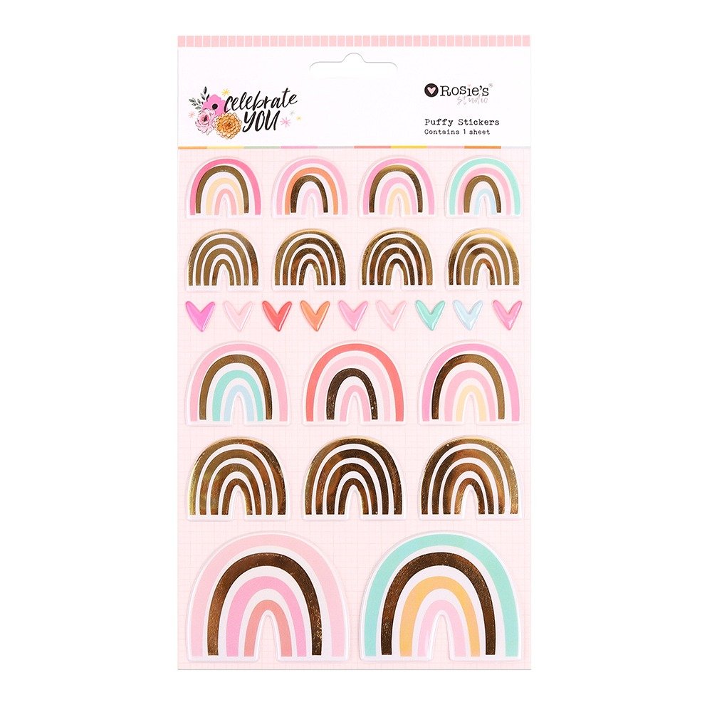 Rosie's Studio Celebrate You Puffy Rainbow Stickers in Buntgemischt