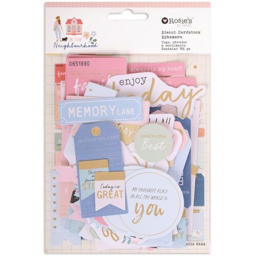Rosie’s Studio In the Neighbourhood Diecut-Ephemera Sentiments – 134 Vintage-Wort-Diecuts