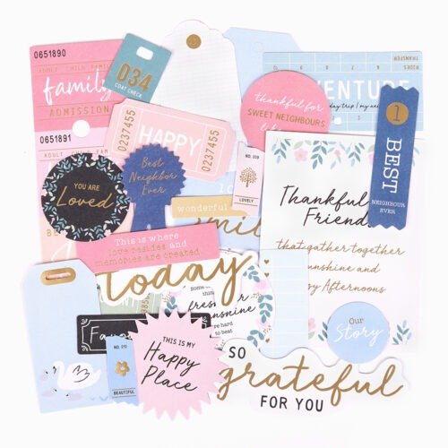 Rosie’s Studio In the Neighbourhood Diecut-Ephemera Sentiments – 134 Vintage-Wort-Diecuts