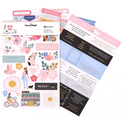 Rosie’s Studio In the Neighbourhood Cardstock-Sticker-Pack – 4 Bögen Vintage-Scrapbook-Sticker