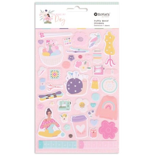 Rosie’s Studio You Make My Day Puffy Motif-Sticker – Dimensionale Sonnengelb-Icons