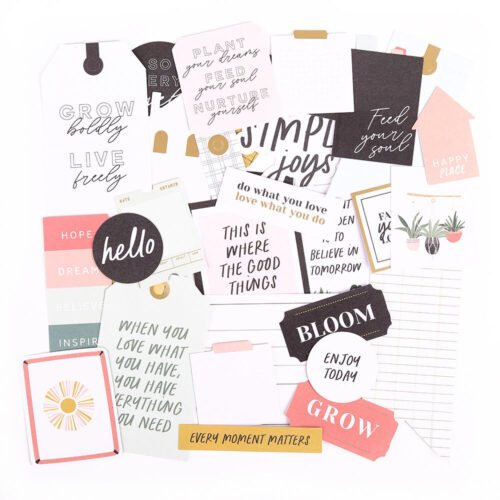Rosie’s Studio – Nurtured – Diecut Cardstock Ephemera Sentiments (140 Stück)