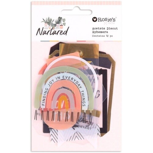 Rosie’s Studio – Nurtured – Foil Acetate Sentiments (12 Stück)