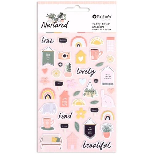 Rosie’s Studio – Nurtured – Puffy Mini Motif Stickers (1 Bogen)